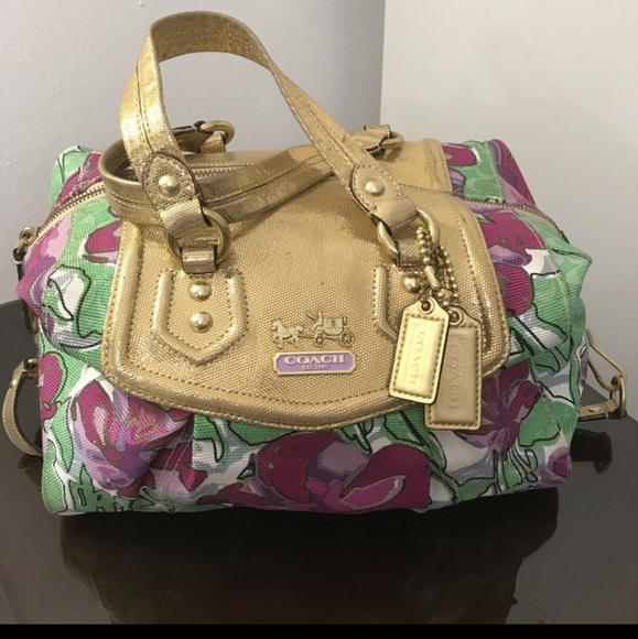 Rare Authentic Coach Gold & Floral Audrey Bag - Picture 5 of 5